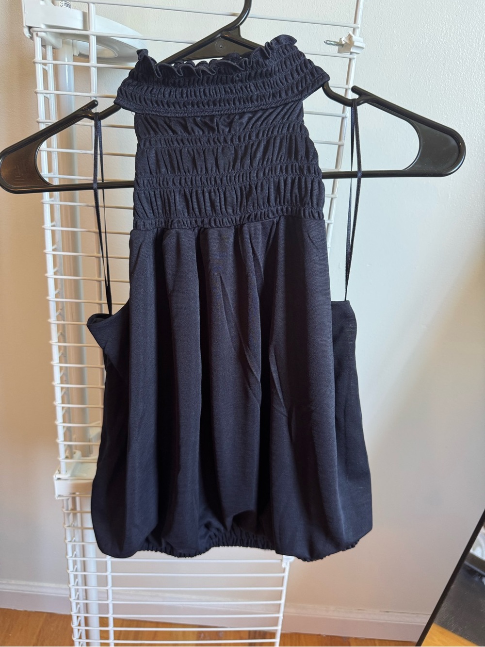 Express Black Smocked Halter Top